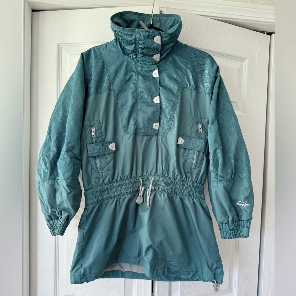 Snuggler by Kaelin Vintage Ski Jacket Womens‎ Size 6 turquoise Half Zip Sandy